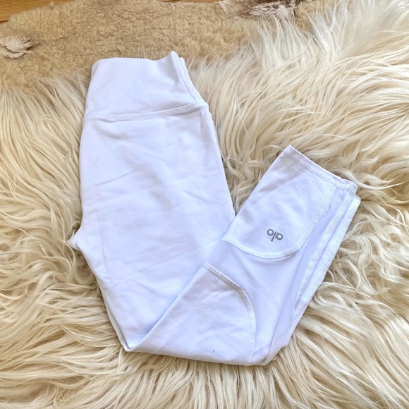 Alo Yoga Mesh White Crop Athletic Leggings - Picture 2 of 6